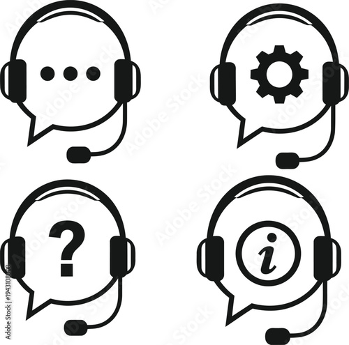 Four customer service icons in silhouette form