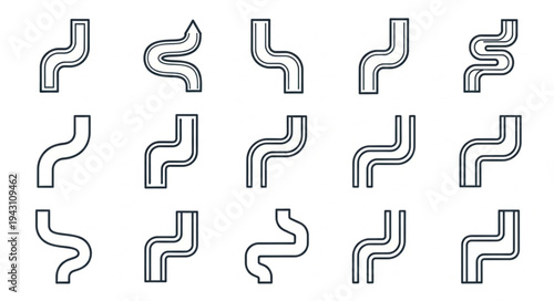 Collection of S-shaped Pipe Fittings for Plumbing Systems.