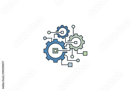 Interconnected Gears and Cogs Mechanism System.