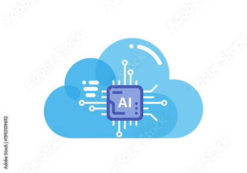 AI Cloud Computing Technology Illustration.