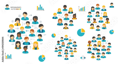 Diverse Groups of People Connected by Lines and Charts.