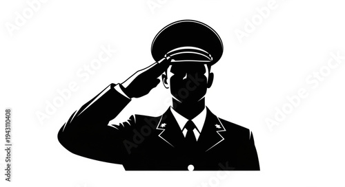 Military Officer Saluting with Respect.