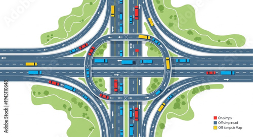 Aerial View of a Cloverleaf Interchange with Traffic Flow.