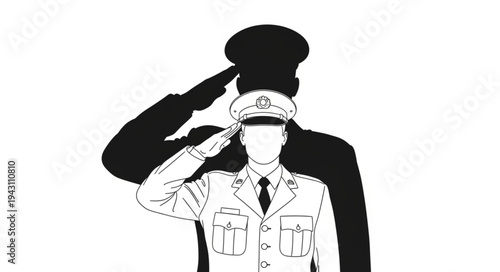 Military Officer Saluting Superior Officer.