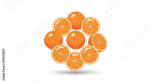 Cluster bunch of juicy orange slices arranged together vector illustration