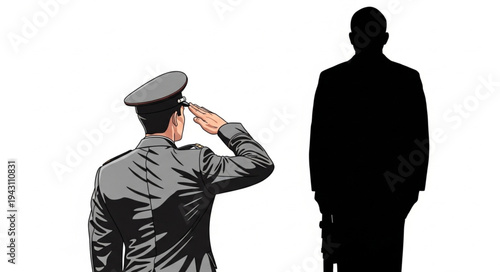 Military Officer Saluting Superior Officer.