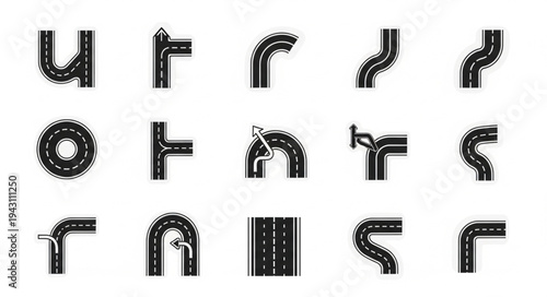 Road and Street Vector Icons - A Collection of Asphalt Designs.