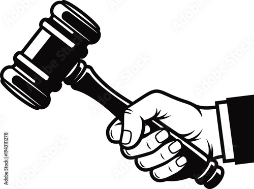 A hand holding a gavel in a banged down position ready to strike