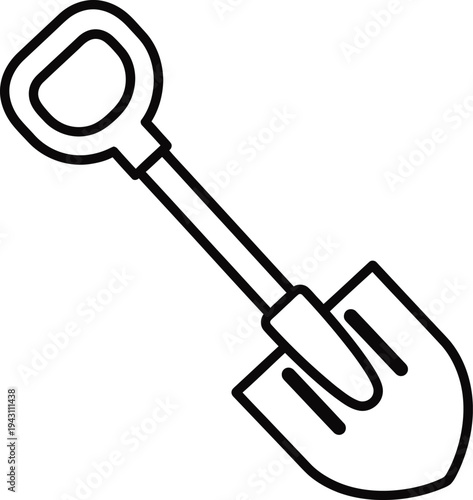 Simple line drawing of a garden shovel or spade tool