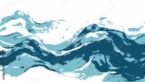 Vector abstract watercolor rendering of fluid ocean waves, with dynamic patterns and gradient hues. evoking the beauty and power of the marine environment.