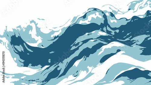 Vector an artistic rendering of ocean waves, with dynamic brushstrokes evoking movement and tranquility. captures the fluid beauty of nature.