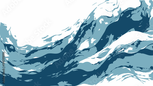Vector abstract cascading ocean waves, offering a visual symphony of fluid motion, depth, and energy. a captivating depiction of the power of nature.