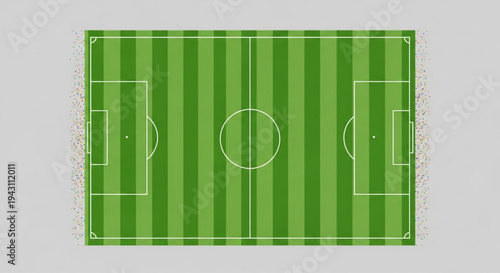 Green striped soccer football field with white lines vector illustration