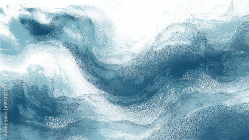Vector abstract representation of a powerful ocean wave, rendered with dynamic brushstrokes to convey the raw energy of the sea. captures the depth and fluidity of the water.