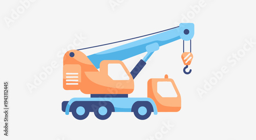 Modern Construction Crane Vehicle Icon Vector Illustration
