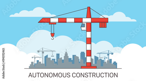 Modern Construction Cranes Building Futuristic Cityscape Silhouette