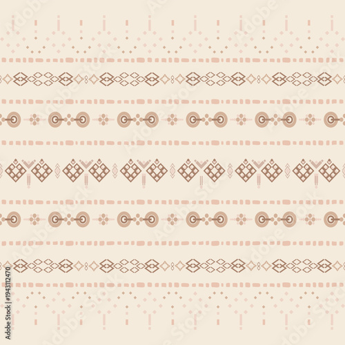 Boho ethnic tribal stripe seamless pattern background, textile pattern, motif fabric textile, beige colorway
