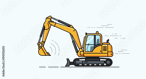 Modern Construction Excavator Machine Vector Art Illustration