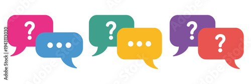 Line art icon of Q&A speech bubbles, vector illustration for questions, answers, discussions, and interactive communication in apps, websites, and online support interfaces.