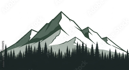 Mountain Landscape with Forest Trees.