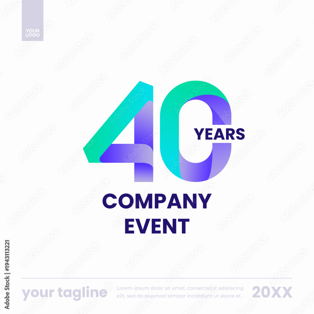 Fototapeta premium 40 years company event modern gradient social media template