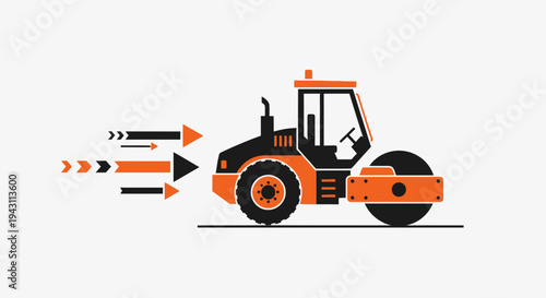 Modern Construction Roller Machine Accelerating Forward Motion Graphic