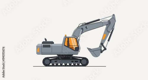 Modern Excavator Machine Construction Vehicle Illustration