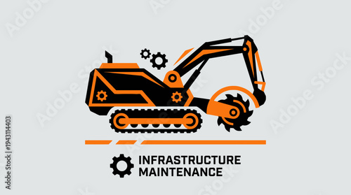 Modern Excavator Machine Industrial Service Icon For Infrastructure Work
