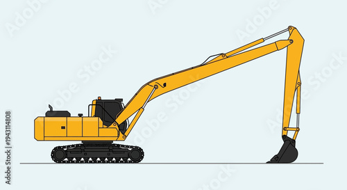 Modern Excavator Machine With Tracks And Bucket Detailed Illustration