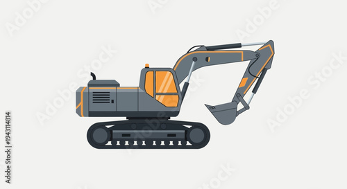 Modern Excavator Machine With Tracks For Heavy Construction Tasks
