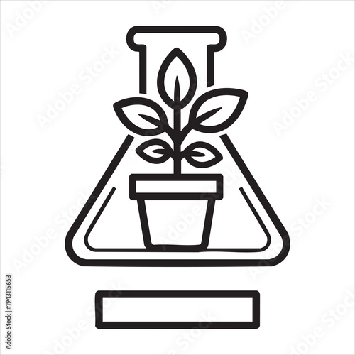 A plant growing in a beaker on a lab tray