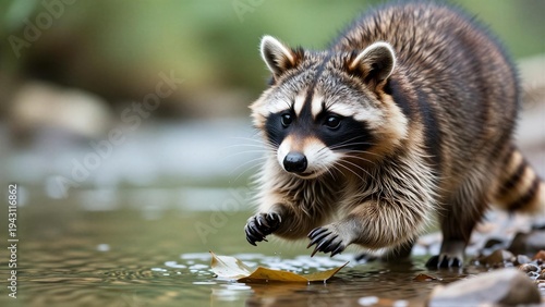 A Curious Raccoon Exploring the Water's Edge