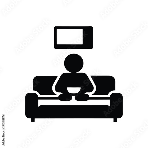 Person watching TV on the couch, isolated minimalist vector illustration