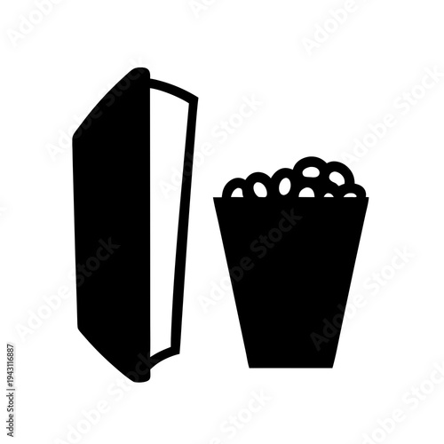 An illustration of a book and a bucket of delicious popcorn