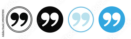 Quotation mark vector icon, speech bubble symbol, double quotes isolated on transparent background