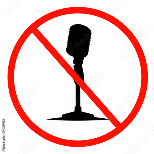 No Microphone Sign Icon - Silence or No Recording Concept Vector