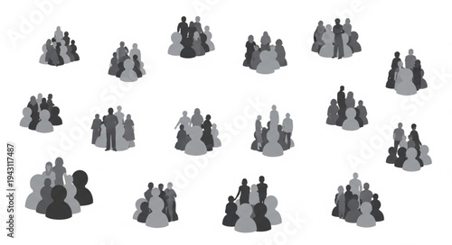 Diverse Groups of People Gathered Together in Clusters.