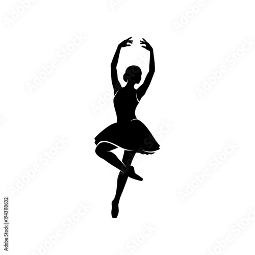 Ballet Dancer Silhouette Dancing on One Leg.