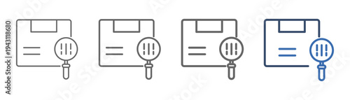 
Outline icon set tracking number with document and magnifying glass design