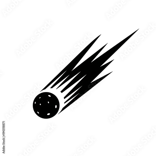 Black Meteorite Illustration with Trails Moving Fast.
