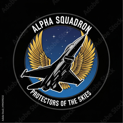 Alpha Squadron Fighter Jet Emblem Design.