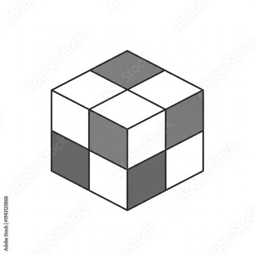 3D Cube with Checkerboard Pattern.