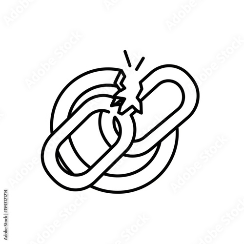 Broken Chain Link Illustration Simple Design.
