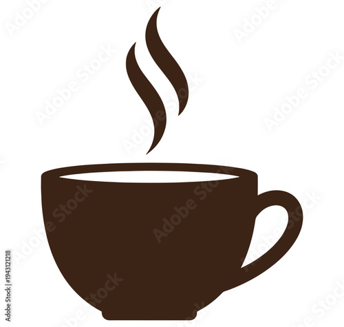 Brown coffee cup with steam rising up isolated on transparent background