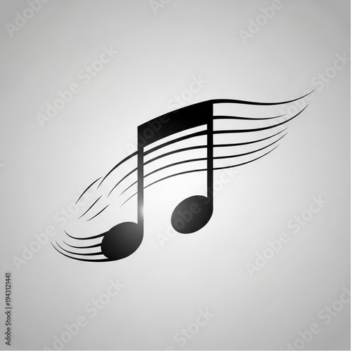 Black Musical Notes on Gradient Background.