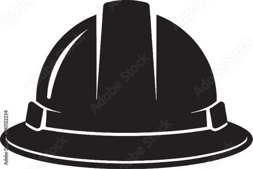 Photography Safety Helmet Extended Brim Front View Solid Black Silhouette SVG