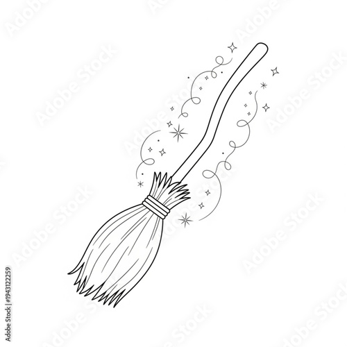 Broomstick with Magic Dust Flying.