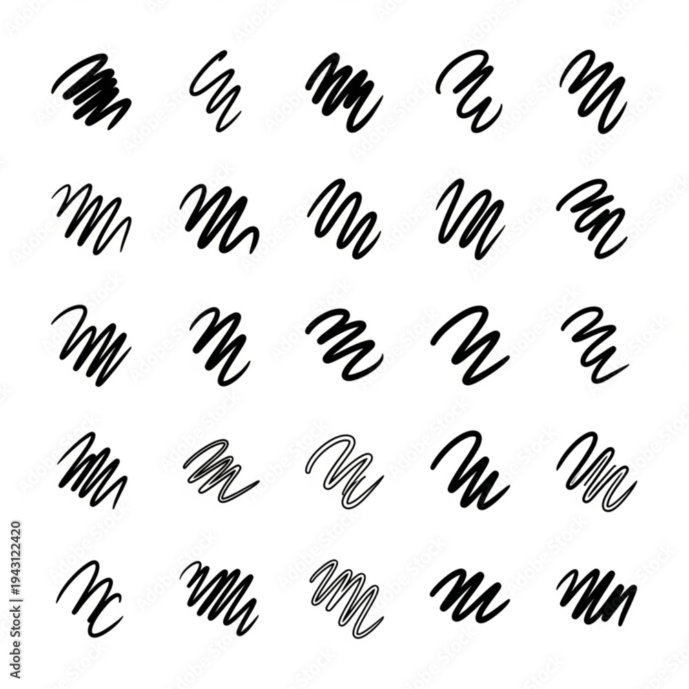Fototapeta premium Collection of Handwritten Letter M Variations.