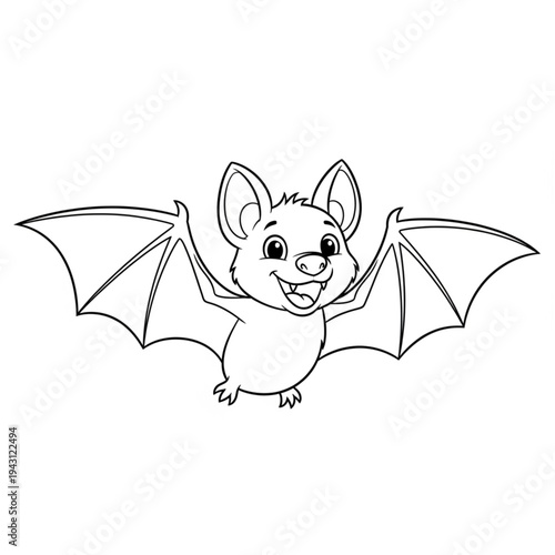 Cartoon Bat Flying with Big Smile.
