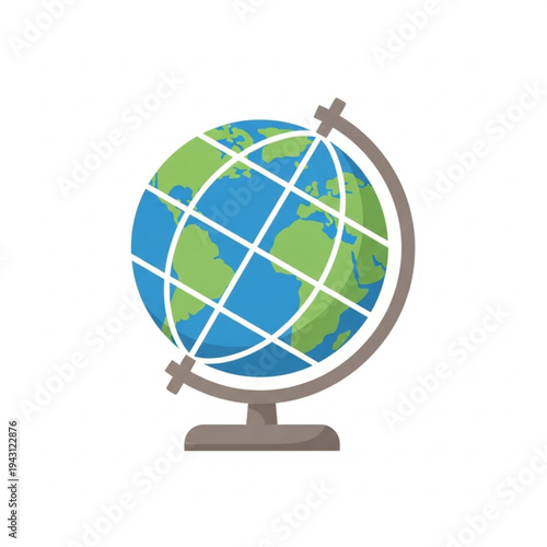 Globe on Stand Showing Continents and Oceans.